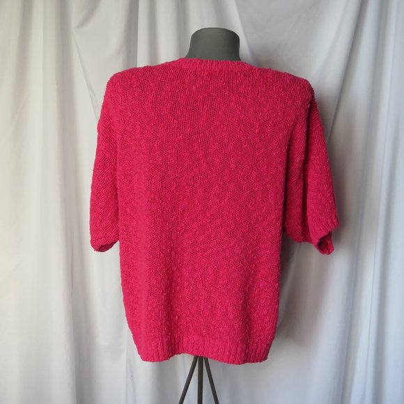 Vintage Slub Knit Short Sleeve Sweater 1980s - Picture 8 of 9